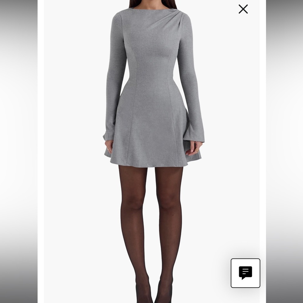 Elegant Gray Long Sleeve Dress